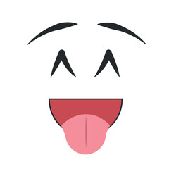 Happy cartoon face expression. Vector