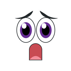 Surprised cartoon face emoji. Vector