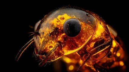 Macro photography capturing preserved ancient insect fossil details revealing exquisite morphology and prehistoric biological insights