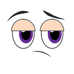 Sad cartoon face expression. Vector