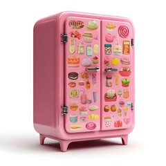 Bubblegum pink toy cupboard with hinged lid and shelves brings playful storage to children’s rooms