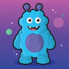 Fototapeta premium Blue furry alien character. Vector