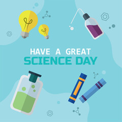 Bright icons for science day. Vector