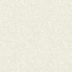 Fototapeta premium Seamless pattern. Beige background with white tribal inspired abstract geometric shapes. Folk art, textured, neutral, background, wallpaper.