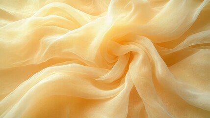 Clean and Minimal Close-Up of Japanese Washi Paper in Soft Yellow Texture with Delicate Folds