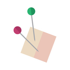 Pins stuck in paper icon. Vector