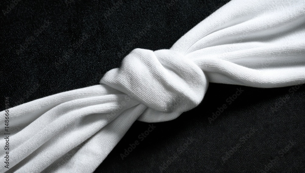 Aufkleber White cotton fabric with a smooth texture and folds on a black background : Generative AI
