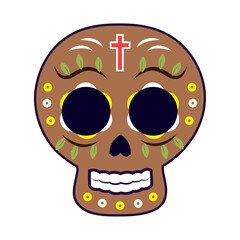Isolated colored dia de los muertos skull icon Vector