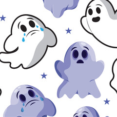 Halloween ghost character Pattern background Vector