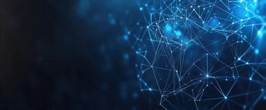 Abstract blue network; interconnected nodes