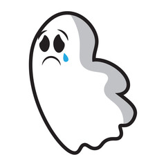 Cute crying halloween ghost character Vector