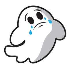 Cute crying halloween ghost character Vector