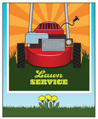 A lawn mower in the tall grass.