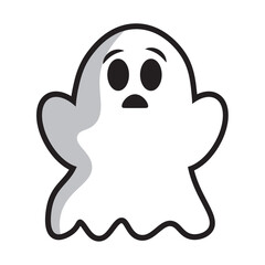 Cute scared halloween ghost character Vector