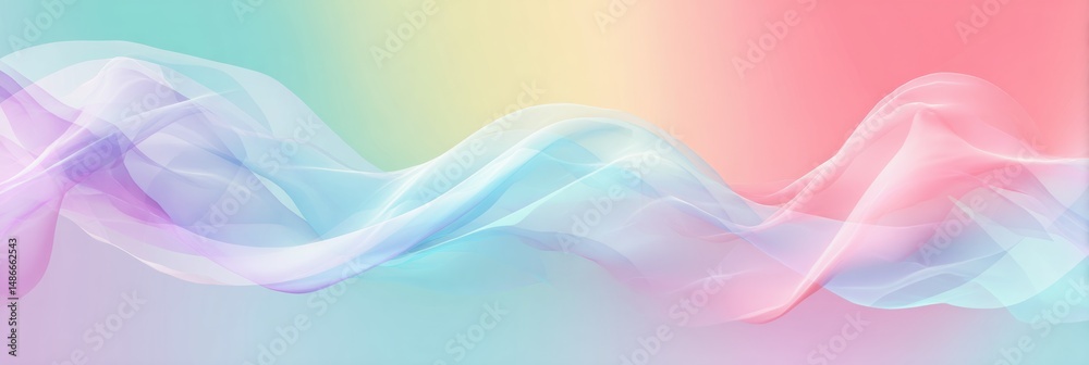 Aufkleber Clean Abstract Wave Design Featuring Pastel Colors and a Subtle Cross Pattern in a Soft Gradient Background