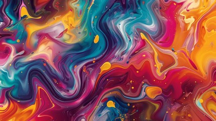 Obraz premium Vibrant, flowing, abstract paint strokes in a spectrum of colors