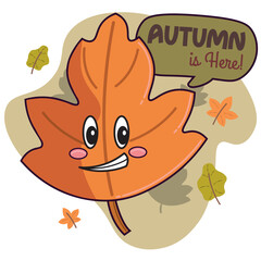 Cute happy autumn seasonal leaf character Vector