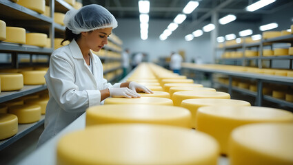 A Cheese Maker Checking Quality in Production Area