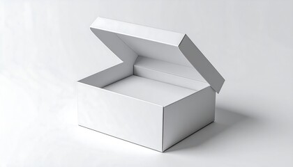 White Open Box Against White Background in Studio Lighting