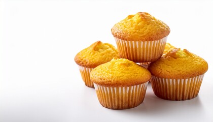 cornbread muffins with a golden crust ideal for a savory snack isolated on white background copy space