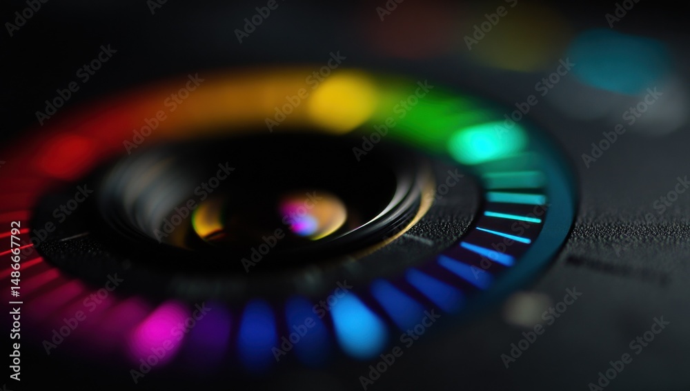 Poster A color wheel is displayed on the camera's screen : Generative AI