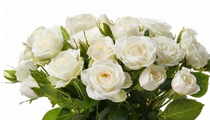 bouquet of small white roses isolated on white background
