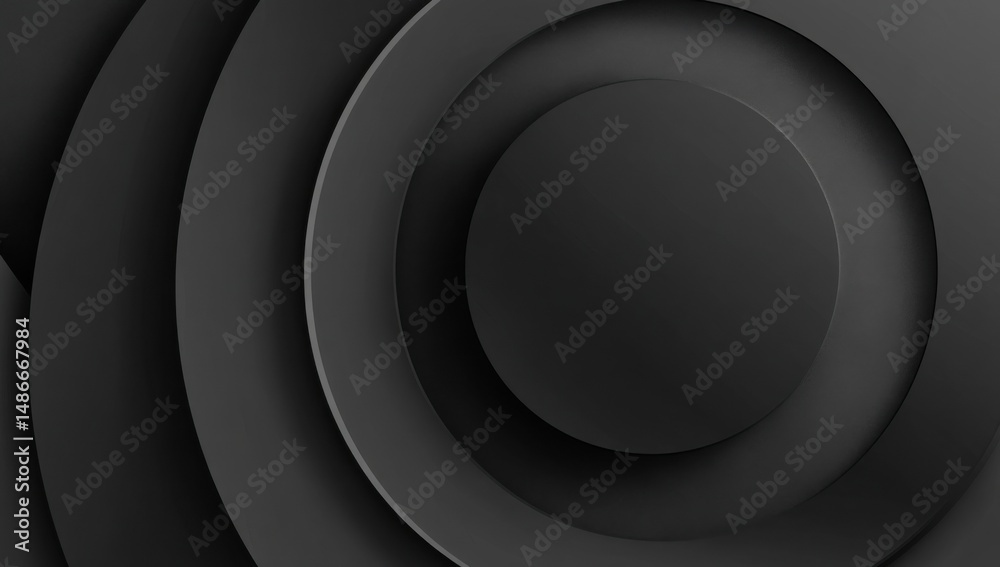 Poster Abstract grayscale concentric circles design, featuring layered circular shapes with subtle shadowing and depth, creating a modern and minimalist aesthetic. : Generative AI