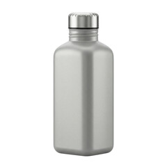 Metal bottle with a silver top, isolated against a black backdrop