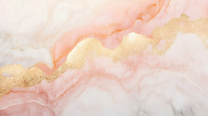 Delicate fusion of peach, pink and gold creating a serene abstract flow