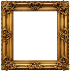 Ornate gold frame with floral corner embellishments, empty center, luxurious, refined