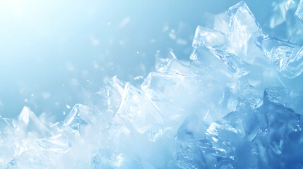 Fototapeta premium Abstract crystalline structures against soft blue, evocative of glaciers and frost