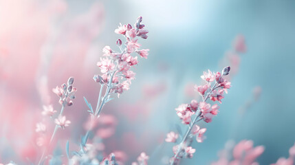 Obraz premium Gentle blossoms in a soft pastel dream, evoking tranquility and romance