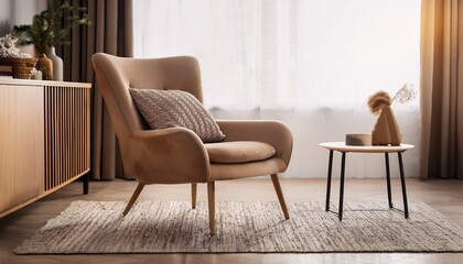 stylish modern armchair in a cozy living room