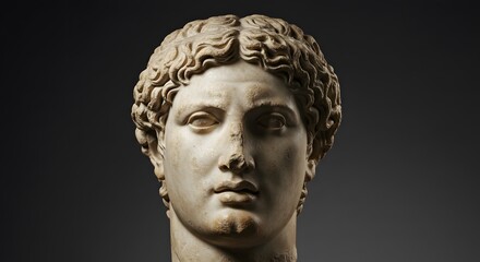 Marble bust of a young man with curly hair, showcasing classical sculpture and artistic craftsmanship, reminiscent of ancient civilizations.