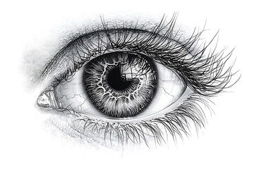 Obraz premium Monochrome eye sketch with color contrast high resolution photo