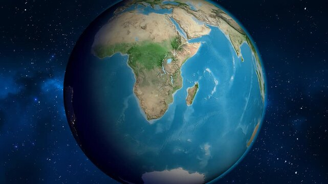 Zimbabwe on the globe. Outline. Satellite map. No labels