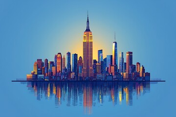 Fototapeta premium New york city skyline colorful backdrop high resolution photo