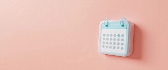 Minimalist Pastel Blue Calendar on Pink Background Planning & Organization