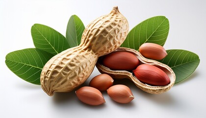 peanuts in shells with leaves and kernels