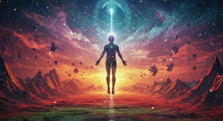 Spiritual awakening cosmic energy vibrant soul ascension transcendence journey inner peace enlightenment