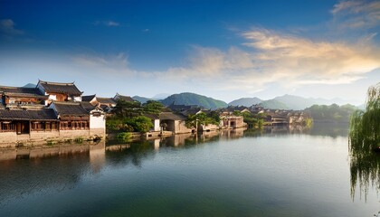Fototapeta premium landscape of huishan ancient town in wuxi