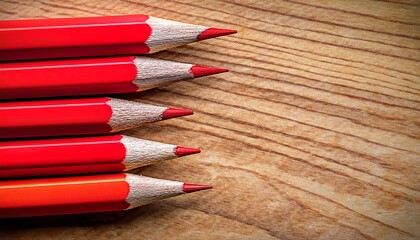 Obraz premium closeup red pencil point sharp graphite wood texture background art color macro image office supply detail design sketch