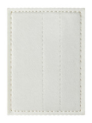 White leather patch with a stitched border for crafting, clothing design, fashion accessories, or texture elements in digital projects.