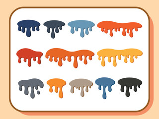 Colorful dripping paint blobs in a grid pattern cartoon style illustration