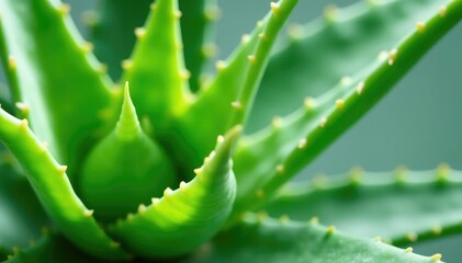 Close-up of an aloe vera plant, showing its succulent leaves and soothing gel , ingredient, stem, soothing
