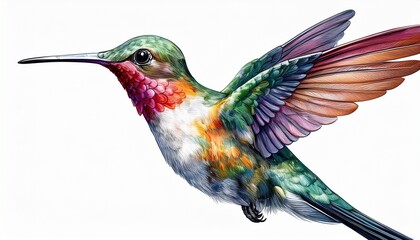 Fototapeta premium watercolor illustration of a hummingbird ai illustration white background