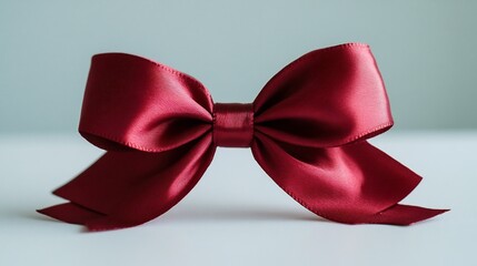 Refined decorative bow featuring sleek red ribbon folds beautifully displayed a clean white surface