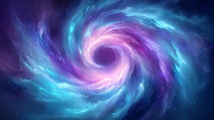 Obraz premium colorful nebula dragon swirling through a spiral galaxy, glowing blues and purples, mythical cosmic scene
