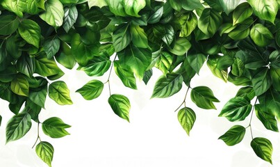 set fresh green leaf wallpaper template plain background abstract plant leaves Generate AI