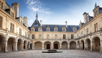 Obraz premium elegant chateau caumont courtyard with arched details